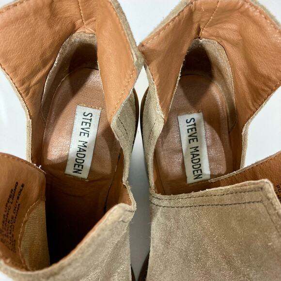 Steve Madden Suede Leather Ankle Boots, womens 7.5 stacked block heel bootie - Picture 8 of 14